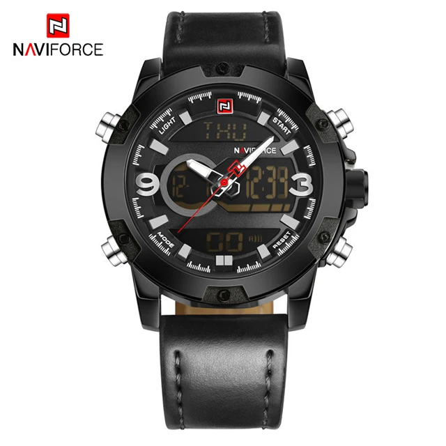 NAVIFORCE роскошные Цифровые кварцевые наручные часы мужские водонепроницаемые S Shock Военные спортивные часы мужские часы Relogio Masculino - Цвет: Black