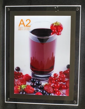 

6PCS Acrylic Frameless LED Picture Frame Advertising Light Box Wall Mounted Slim Signage Board