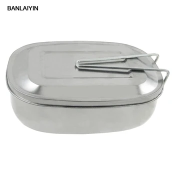 

WholeTide 5* Silver Tone Picnic Case Mess Tin Lunch Box W Handle