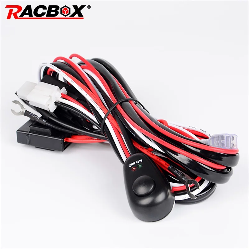 

RACBOX 2 Meter 12V 40A Offroad LED Driving Lamp Extention Wire Relay LED Work Light Bar Wiring Loom Harness Kit Fuse Switch 4x4