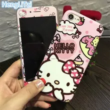 Мягкий ТПУ чехол для телефона с милым рисунком hello kitty и 3D пленка из углеродного волокна для iPhone 11pro max X XR XSMAX 6 7 8plus