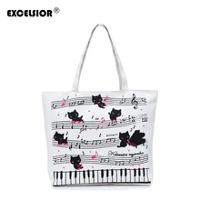 EXCELSIOR женские сумки мультфильм кошки печати сумка для покупок одного плеча холщовая Женская пляжная сумка Tote bolso mujer Sac основной