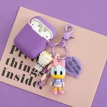 Милый силиконовый чехол для Apple Airpods, Bluetooth наушники Air Pods, аксессуары, защитный чехол, мультяшный Дональд Дак, Маргаритка, брелок