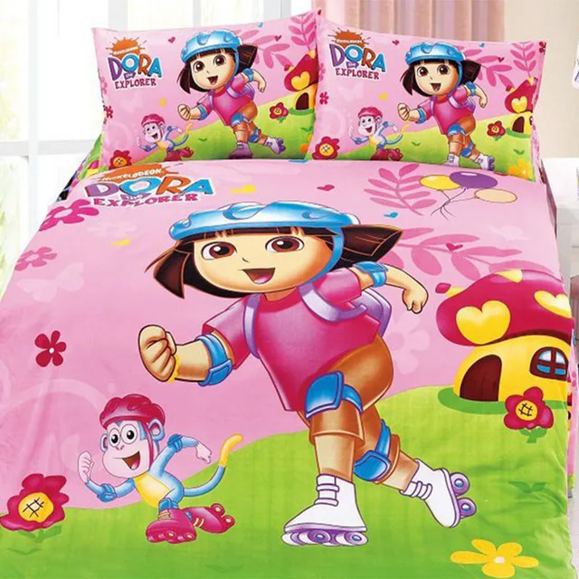 cute kids dora bedding sets duvet cover bed sheets for twin full children full size bedding