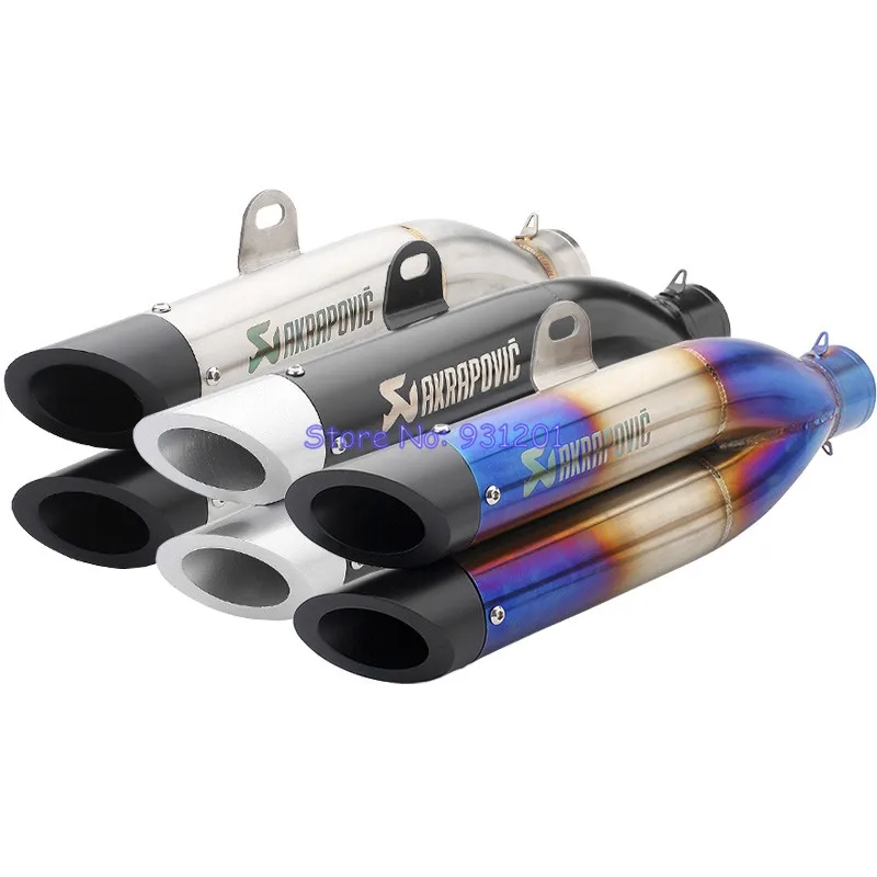Entrada 51mm de Akrapovic tubo de Escape Dual silenciador de Escape Universal para R1 R15 R25 R3 R6 FZ1N FZ6N FZ07 FZ09 etc