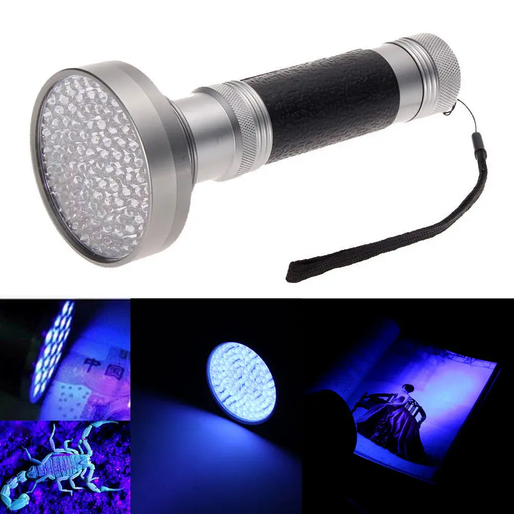 100 LED UV Blacklight Scorpion 395 400nm Flashlight Detection Light