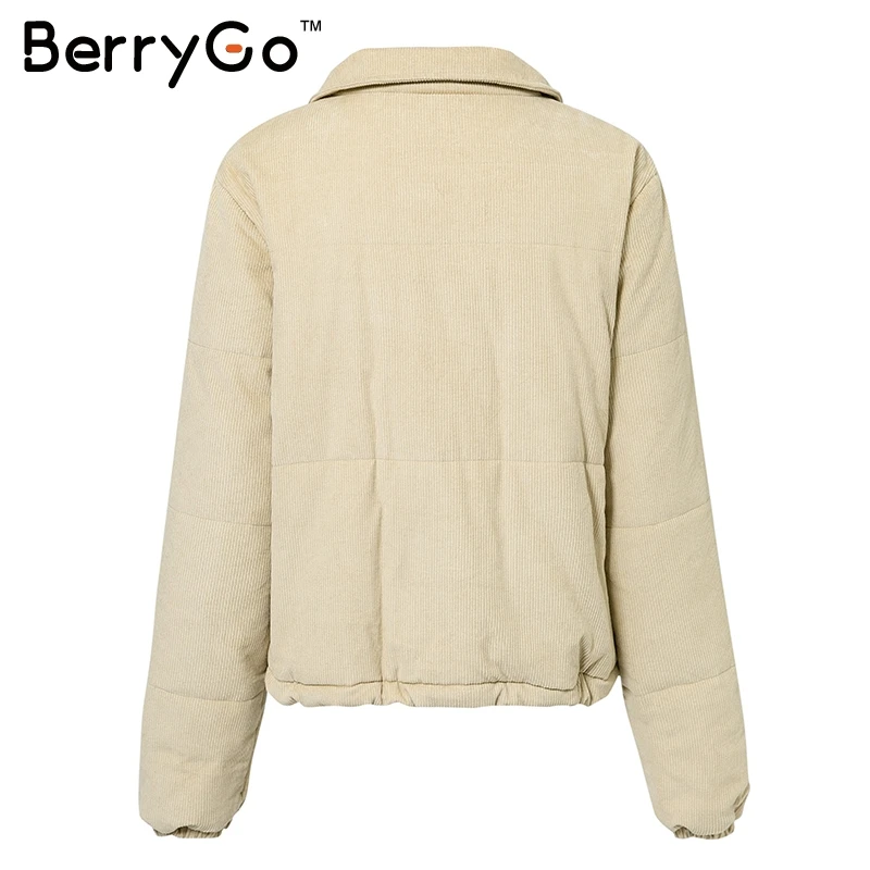 Casual Corduroy Thick Parka Women Oversize Streetwear Jacket Coat