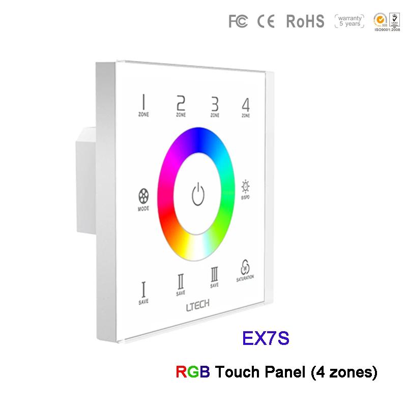 

LTECH RF 2.4G 4 zones DMX512 Touch Panel Dimming/CT/RGB/RGBW led strip light controller AC100-240V EX5 EX6 EX7 EX7S EX8 EX8S