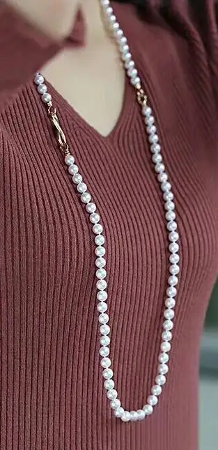 

free shipping >>>>noble jewelry long 8-9mm Freshwater white pearl necklace
