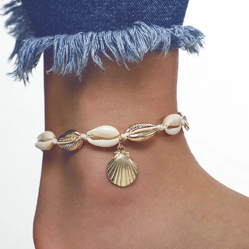 JCYMONG новые регулируемые ножные браслеты для женщин богемная оболочка золотого цвета веревка цепь лодыжки браслет на ногу летние пляжные ювелирные изделия