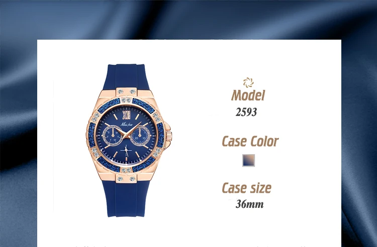 MissFox часы женские хронограф розовое золото спортивные часы женские Алмазные синие резиновые часы Xfcs Аналоговые Женские кварцевые наручные часы