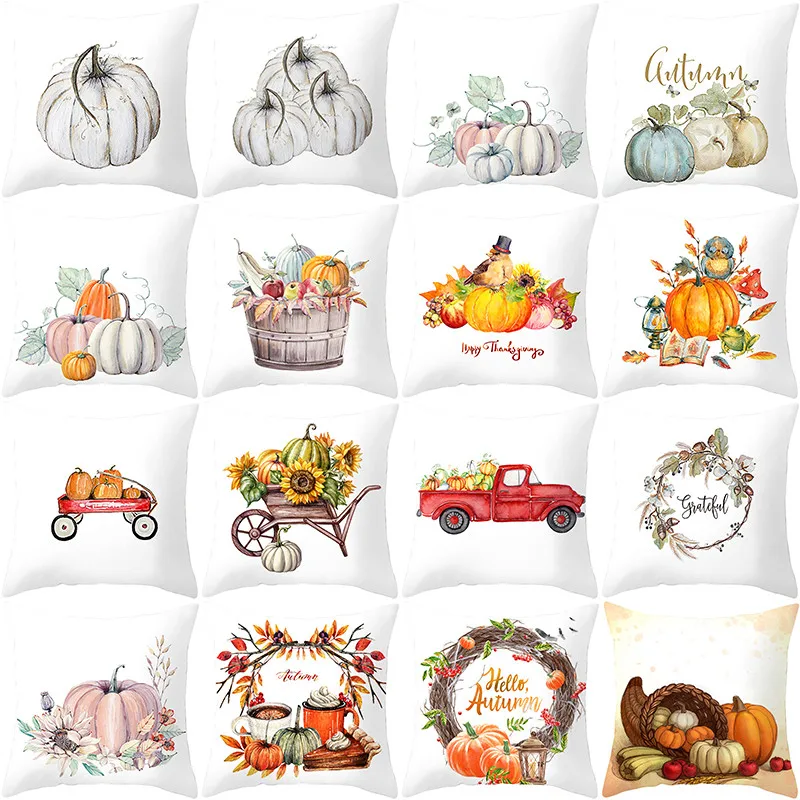 

Fuwatacchi Thanksgiving Pumpkin Cushion Cover Painting Home PillowCovers Decorative Throw Pillows for Sofa Decorations and Gift