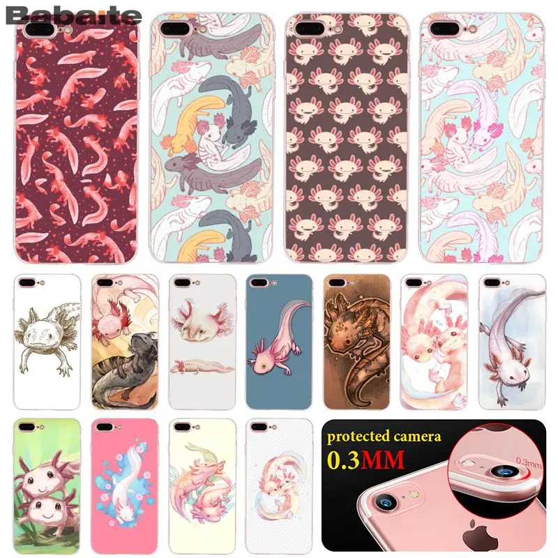 

Babaite Cute Animal Axolotl Transparent TPU Soft Rubber Phone Case Cover for iPhone 8 7 6 6S Plus X XS MAX 5 5S SE XR Cellphones