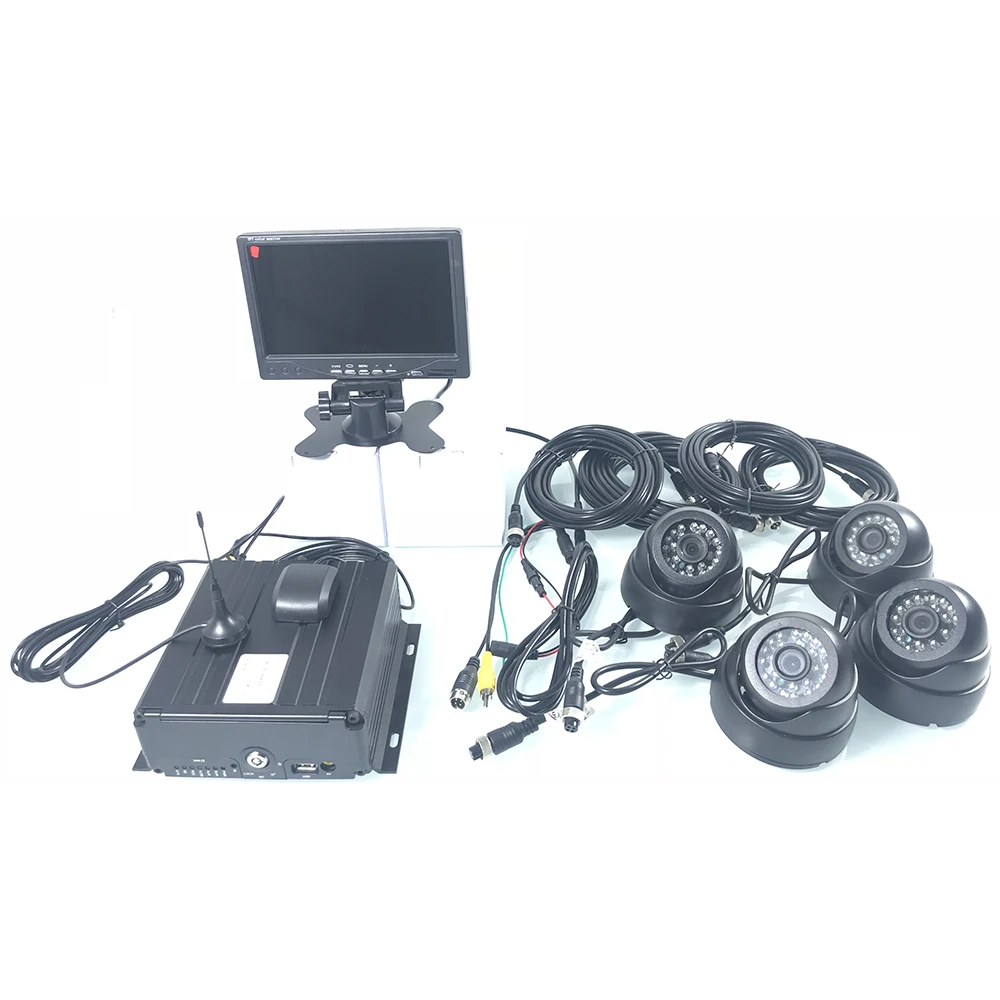  Hard disk SD card recorder 4-channel monitoring night vision HD mobile computer remote 4G GPS bus m