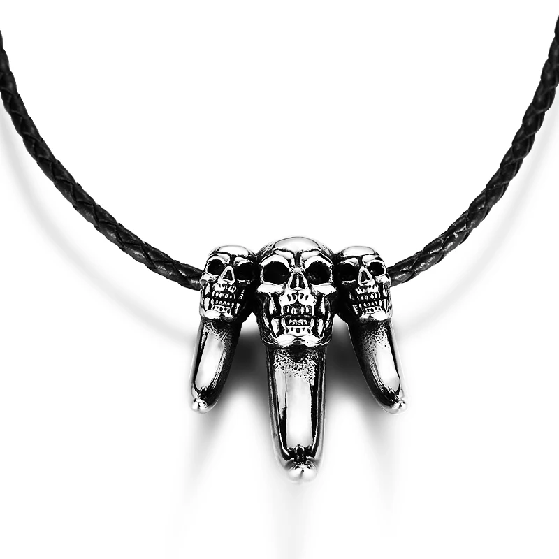 

SKA Men Necklace Pendant 2018 Fashion Punk Pendants For Men 316L Stainless Steel Skull Ghost Teeth Men's Jewelry BP8-169