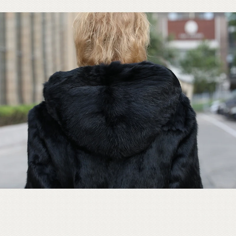 Натуральный кроличий мех, зимние женские пальто, длинные, мода, натуральный мех, пальто для женщин, настоящий мех кролика, пальто, теплое и удобное