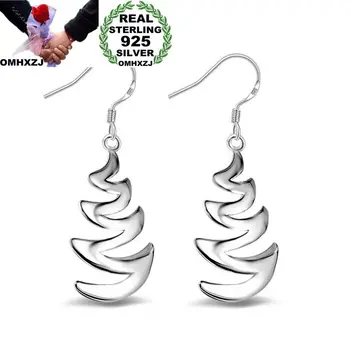 

OMHXZJ Wholesale Personality Fashion OL Woman Girl Party Wedding Silver Christmas Tree 925 Sterling Silver Earrings YE318