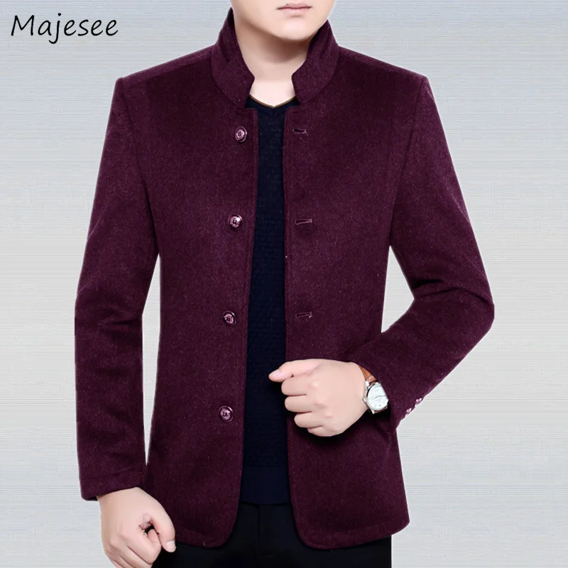 

Wool Men Woolen Single Breasted Soft Warm Pockets Leisure Simple All-match Coats Mens Large Size High Quality Trendy Outerwear