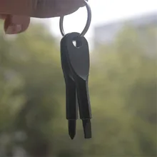 2 клавиши нержавеющий брелок Карманный инструмент Отвертка Открытый Многофункциональный безопасности и выживания Z0605