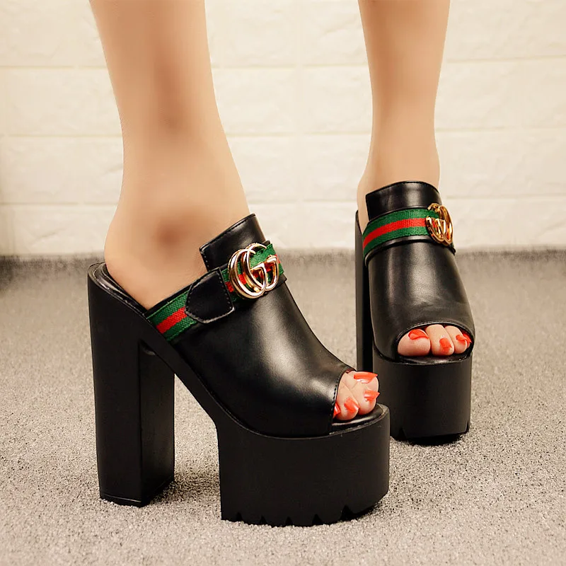

2019 new cake 15cm word drag female thick and ultra-high follow waterproof platform cool drag girl
