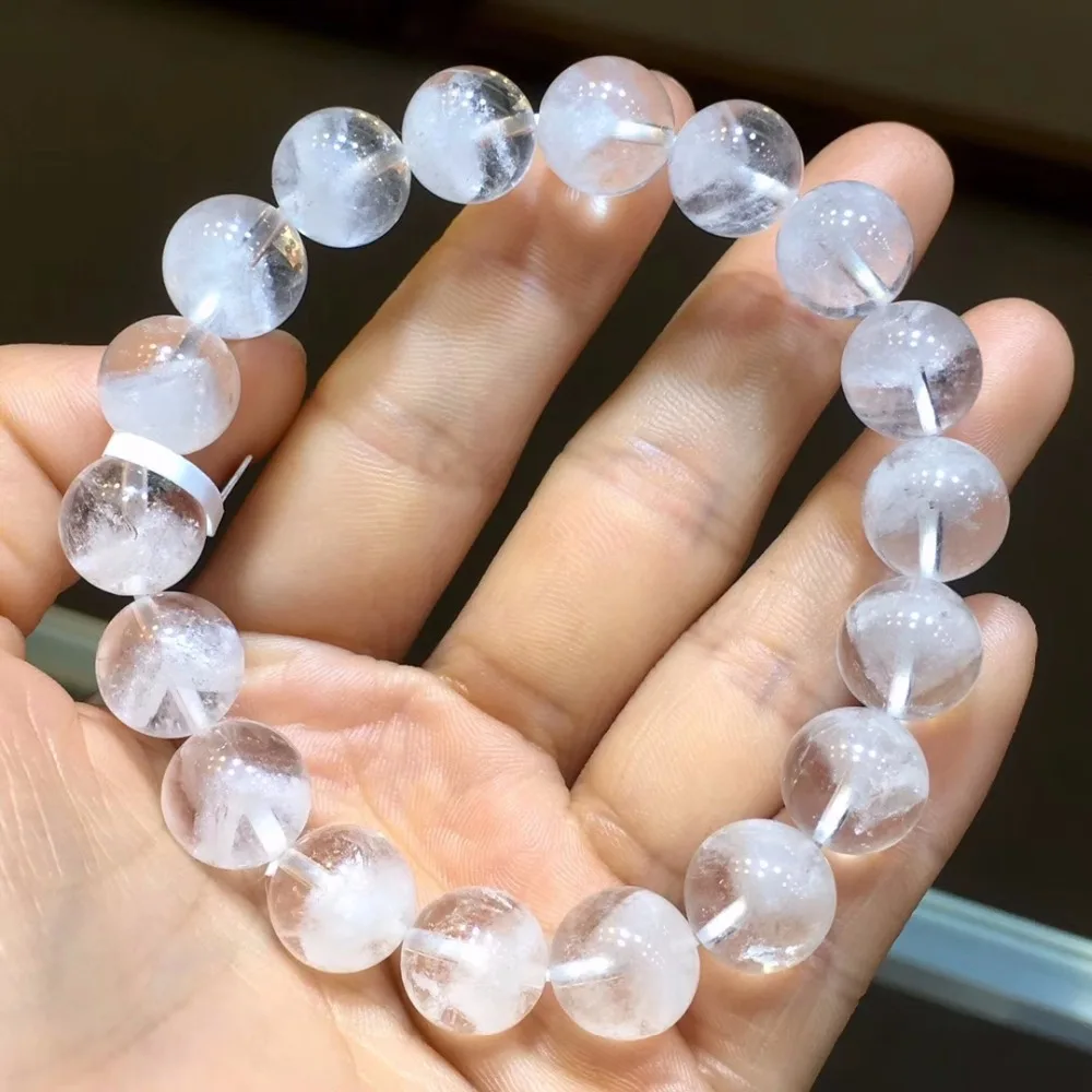 

Genuine Natural White Phantom Quartz Jewelry Round Beads Bracelets Woman Snow Healing Garden Crystal 10mm AAAAA Drop Shipping