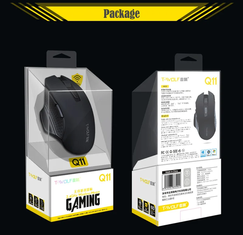 T-WOLF Q11 Mute Wireless Gaming Mouse 2400 DPI  (13)