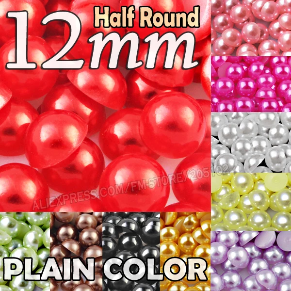 

12mm 75pcs/Lot Plain Colors Half Round Flat back imitation Pearls ABS Plastic bead for women jewelry Accessory DIY Nail Art girl