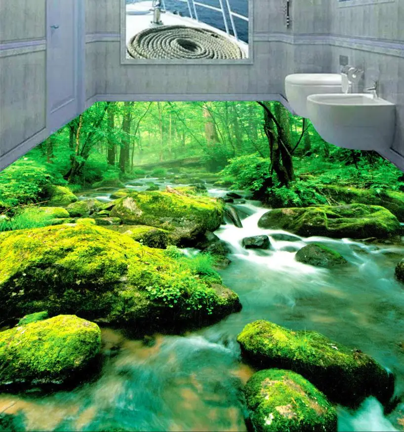 3D pvc vinyl floor custom 3d murals wallpaper floor waterproof self