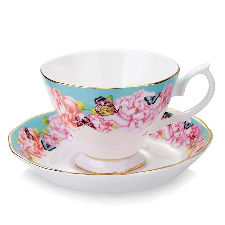 Континентальный костяной фарфор кофейная чашка блюдце чайный сервиз английский послеобеденный чай керамический чайный сервиз цельный костюм - Цвет: 11