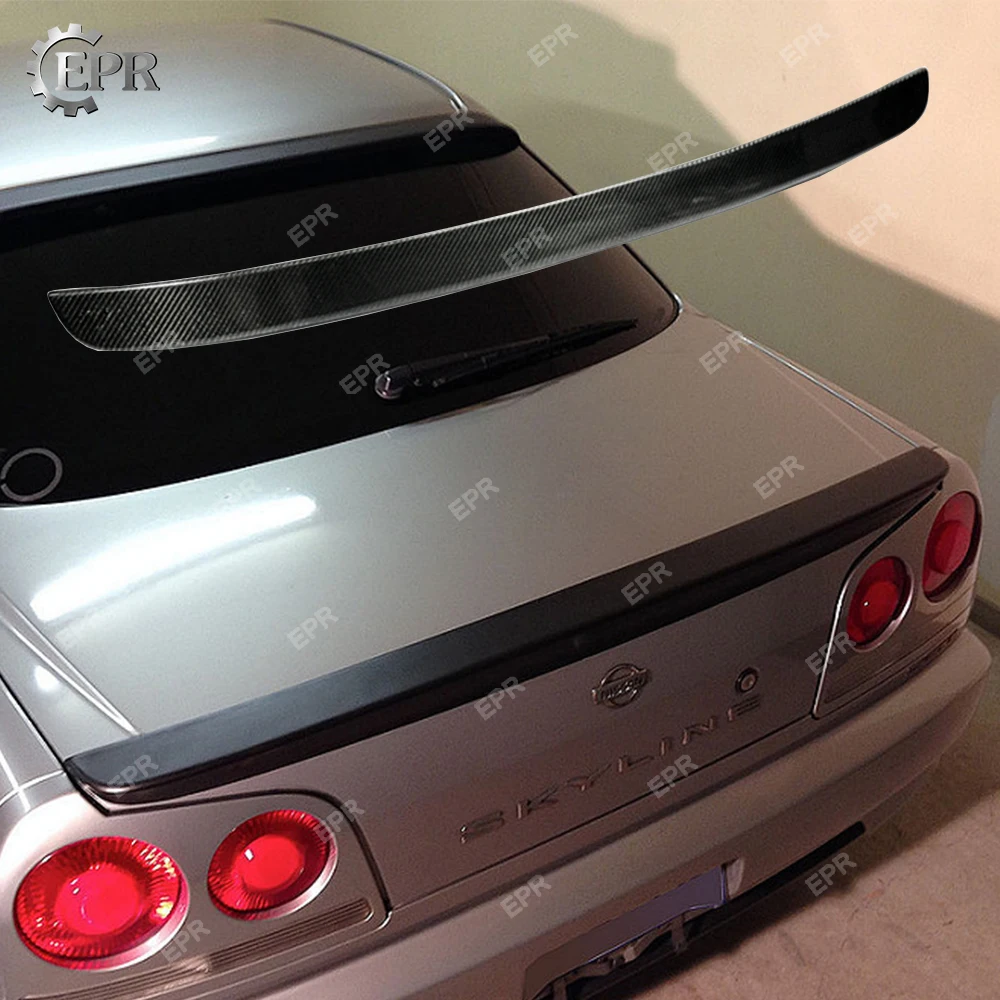 Для Nissan Skyline R34 GTR углеродное волокно происхождение заднее крыло (только 4 двери)