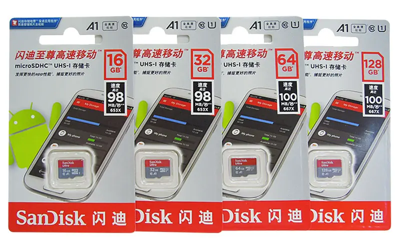 SanDisk Memory Card Micro SD 128GB 200GB 256GB 64GB 32GB 16GB Class 10 UHS-1 SDHC/SDXC Max 100M/s TF Trans Flash Mikro Card