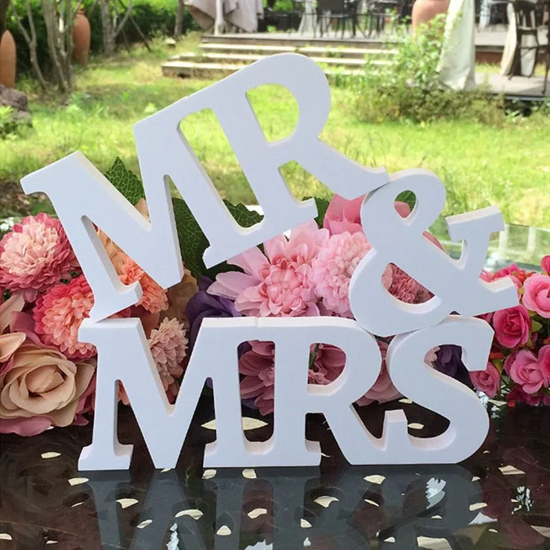  Wooden MR & MRS Wedding Signs For Sweetheart Love Wedding Sign Table Numbers Letters Decorations Ma