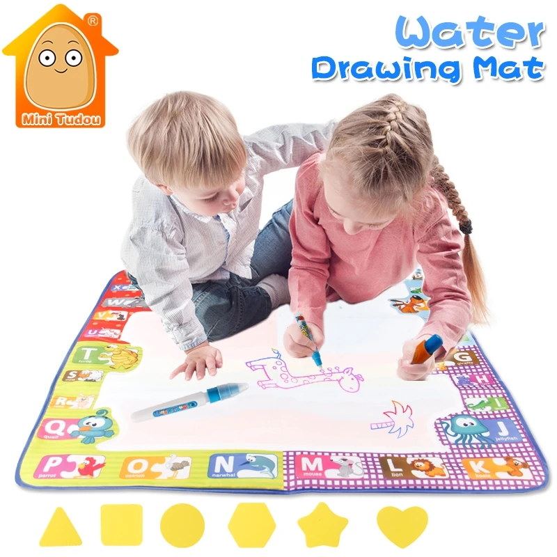 

Educational 78*78CM Aquadoodle Mat 4Color With 3 Water Pen And Drawing Modle Kids Learning Art And Craft Painting Toys