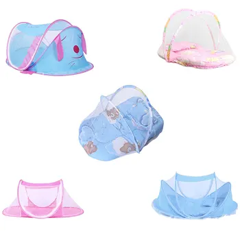 

Newborn Baby Bedding Crib Netting Folding Baby Music Mosquito Insect Nets Bed Mattress Pillow Portable Three-piece Suit For 0-2T