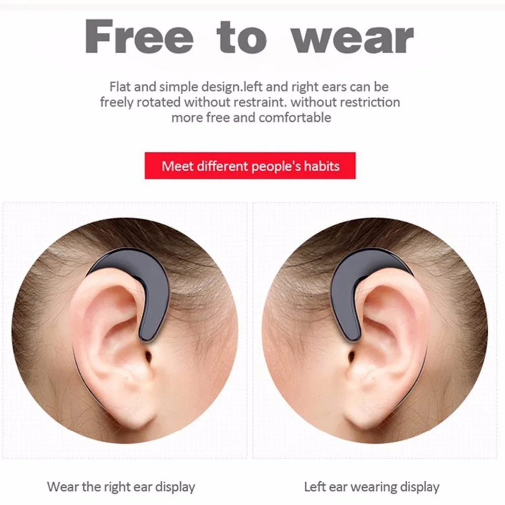 Painless Bluetooth Earphone Hang On Ear Headset Wireless Headphone Handsfree Earpiece For Android IOS Samsung iPhone Motorola LG