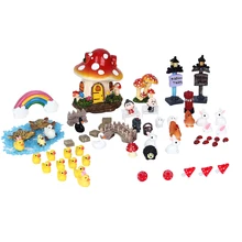 62pcs Miniatures Garden Fairy Decoration Resin Crafts Micro Landscape DIY Dollhouse Bonsai Figurine Terrarium Toys Ornaments