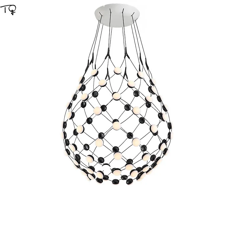 

Postmodern Nets Black Chess Pieces Pendant Lights Globe Living Room Hotel Hall Nordic Simple Creative Individual Led Luminarias
