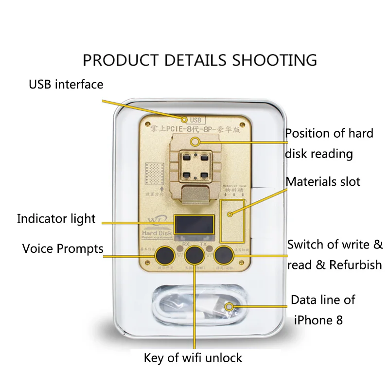  2018 WL PCIE NAND Flash IC Programmer NAND Test Fixture for iPhoneX 8G 8P HDD Test Serial Number SN