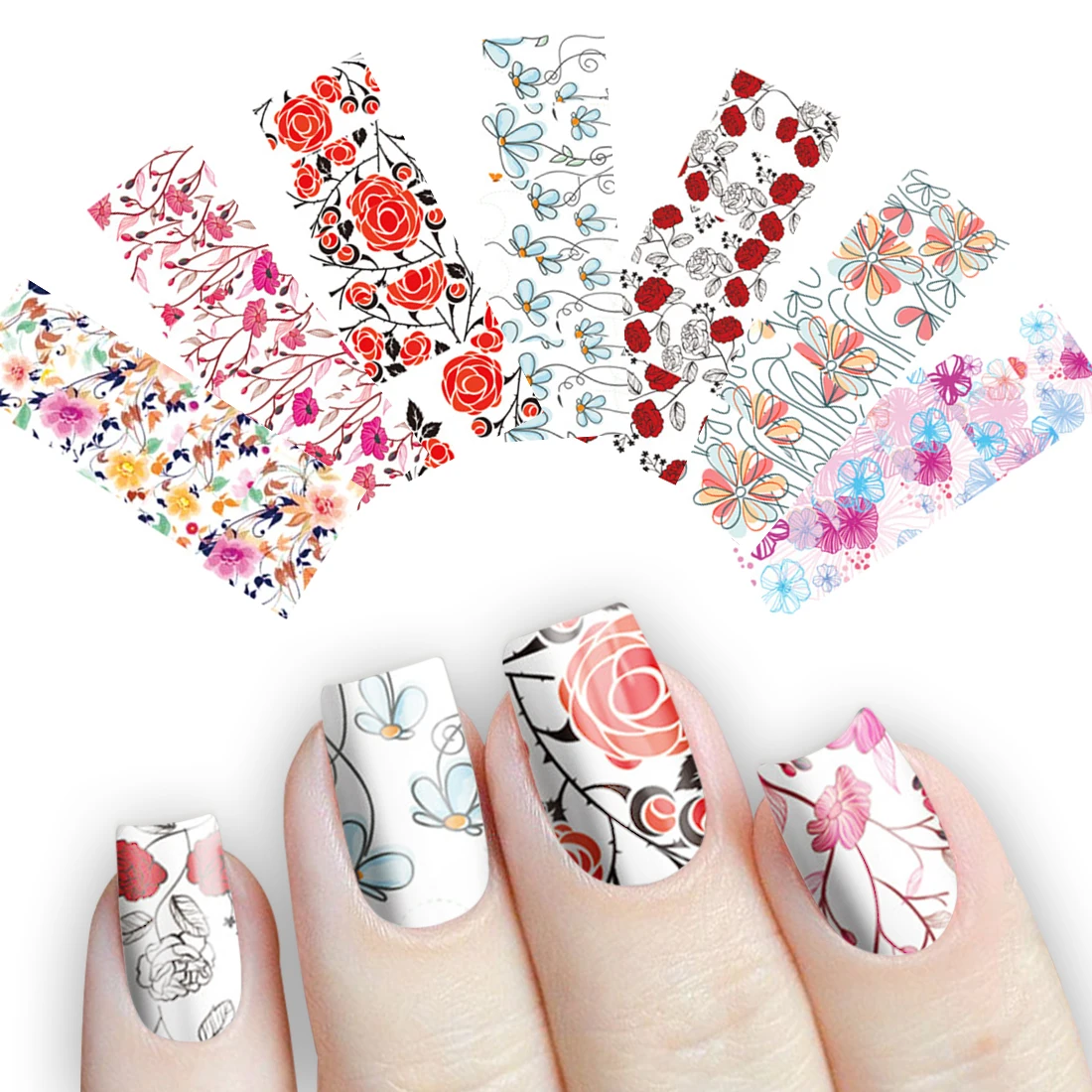 Adhesive DIY Beauty Flowers Nail Art Decals Paper Design Nail Art Wraps
