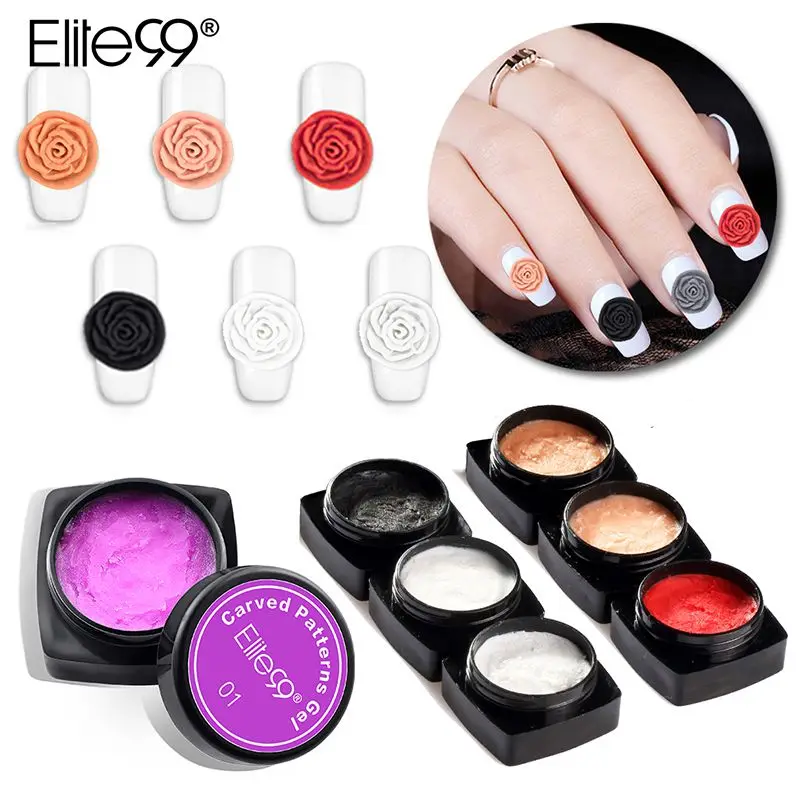 

Elite99 3D Carved Patterns Gel Soak Off UV Gel Nail Art Modelling Manicure Bright Sculpture Nail Art Painting Gel Decoration 3G