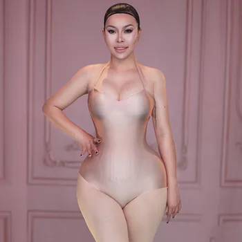 

Stage Costume Sexy Nude Stretch Tight Bodysuit Nightclub Nude Clothes Pole Dance Clothing Ds Dj Dancer Rave Outfit Wear DT963