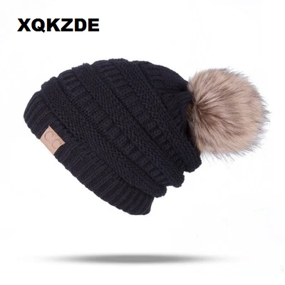 XQKZDE модная одежда для девочек Skullies вязаные шапочки зимние шапки трикотажные