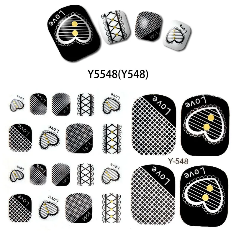 Glaryyears/1 лист, полное покрытие, Y Foot, дизайн ногтей, наклейка, металлическое золото, ногти, наклейка, цветок, кружево, узор, кончики пальцев, украшение, макияж - Цвет: Y5548(Y548)