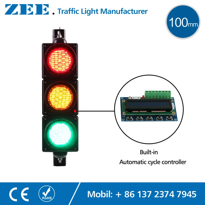 Low Cost Built in Automatic Cycle Traffic Light Controller LED Traffic