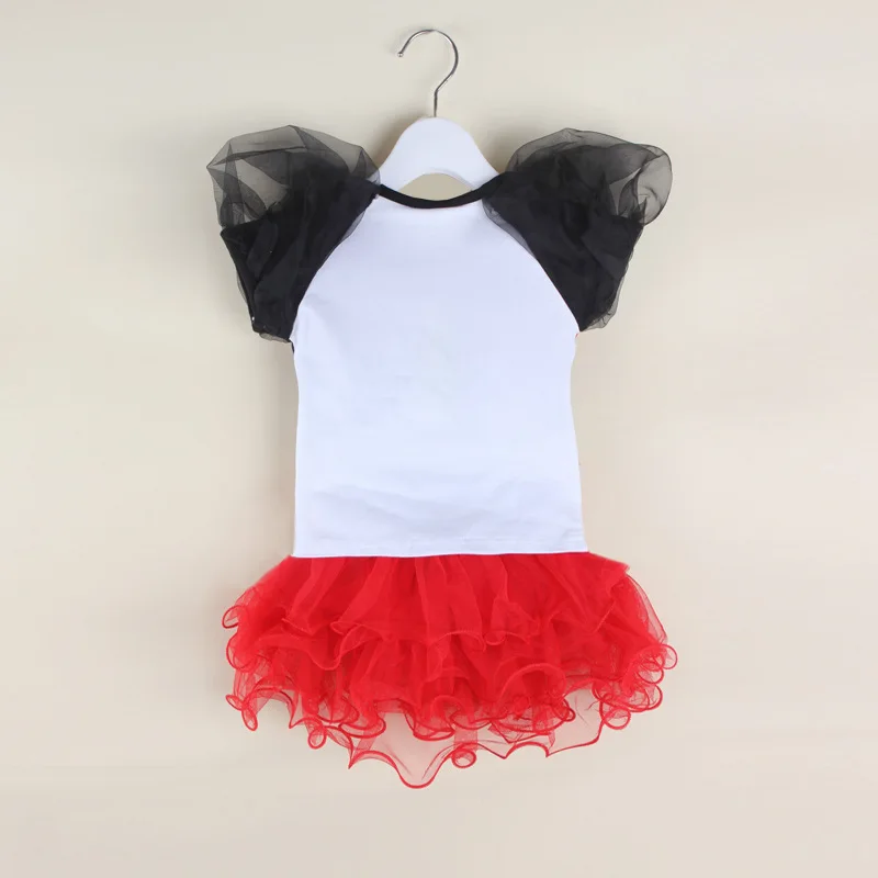 Комплект из 2 предметов: футболка+ короткое платье Детское летнее платье с Минни для девочек платье-пачка с сеточкой платье принцессы с Микки Маусом для малышей бальное платье