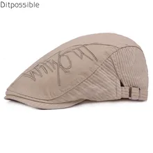 Ditpossible Мода Вышивка Берет шляпы для мужчин женская летняя обувь шляпа старинные письма плоским Шапки мужской Gorras береты