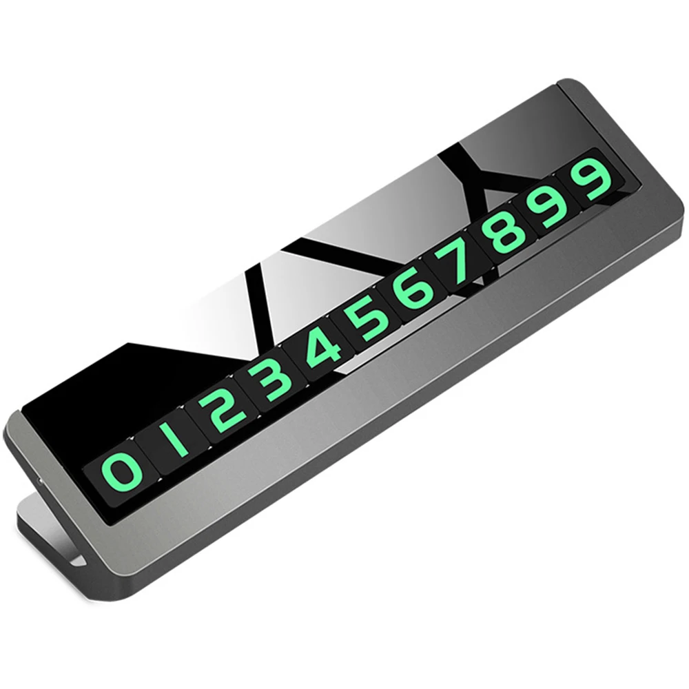 

3D Stereoscopic Car Inside Paste Metal Car Temporary Parking Card Plate with Luminious Night-light Hideable Phone Number Plate