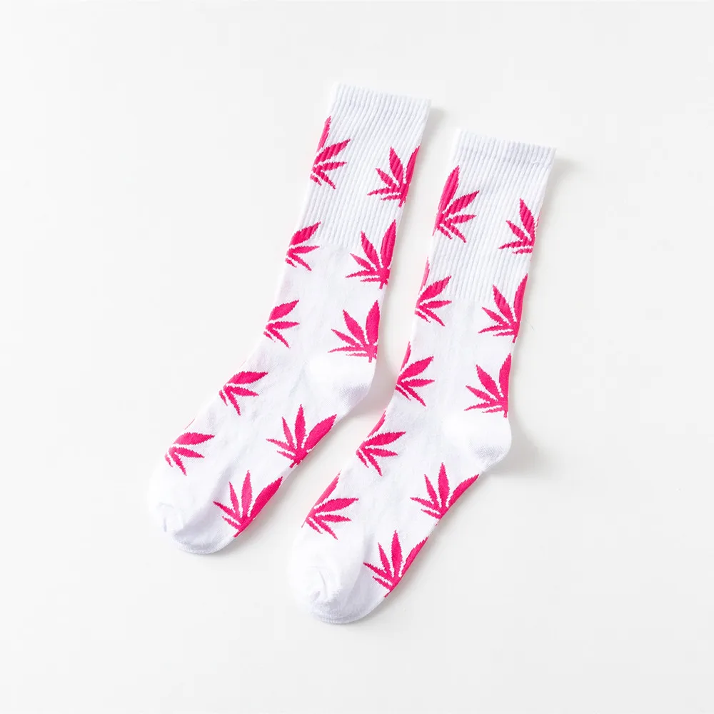 Мужские носки в стиле хип-хоп с рисунком сорняков кленовый лист сумасшедшие забавные носки термостойкие длинные счастливые носки Kanye West Роскошные носки уличная одежда - Цвет: 22
