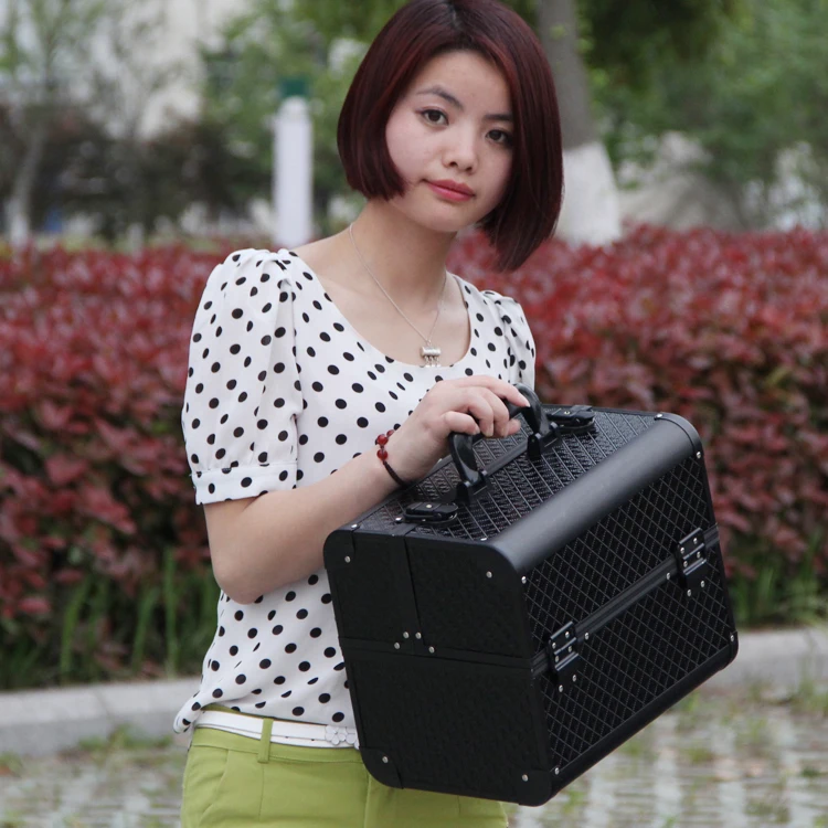  Good Quality Black Colour Makeup StorageMakeup Organizer Storage BoxPortable Large Jewelry Box Make