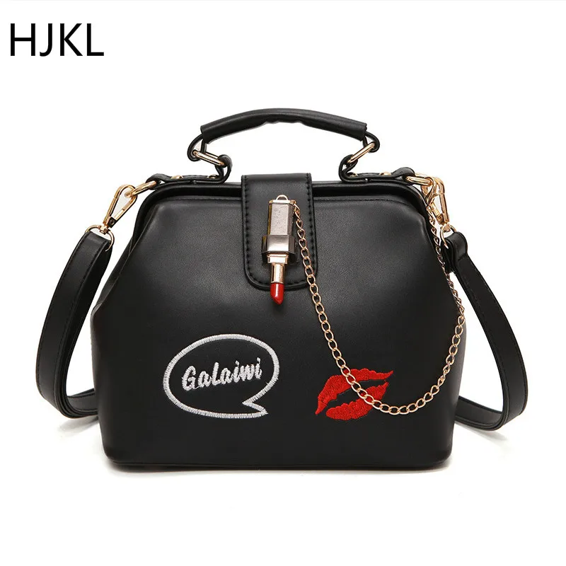 

HJKL Women's shoulder bag ladies fashion handbag leather Messenger bag handbag embroidery lipstick chain designer casual handbag